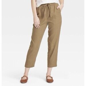 Universal Thread Women’s High Rise Straight Leg Relaxed Size M Brown Linen Blend